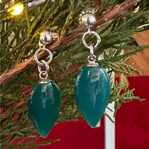 Elegant Silver and Green Onyx Drop Earrings